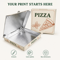 Boîte à pizza personnalisée avec logo imprimé et doublure en aluminium, options de couleur et de taille OEM pour l'emballage alimentaire à emporter et la livraison