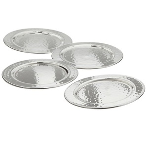 Hammered Decorative Patterned Metal <b>Coasters</b> With <b>Silver</b> Finished Perfect For Look Of Dining And Living Room Tables - Product Image 1