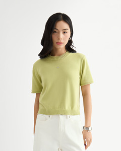 T-shirt décontracté à manches courtes en tricot pour femme, col rond, coupe classique, 100% coton, séchage rapide, respirant, été, routine, Vietnam - Product Image 1