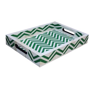 Plateau de service en bois de conception moderne personnaliser la taille pour les fêtes de Noël célébration plateau de service décoratif fourni par l'Inde - Product Image 1