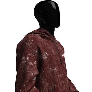 Sweat à capuche en molleton délavé de qualité supérieure, vierge, 410 grammes, surdimensionné, unisexe, pour homme, hiver, uni, cordon de serrage, décoloration au soleil - Product Image 5