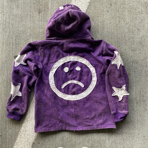 Sweat-shirt à col rond en molleton avec patch brodé personnalisé, 100% coton, coupe ample et courte, pour homme - Product Image 2