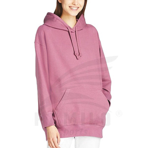 Hot Selling Women's Long Sleeve Gym Fleece Pullover Thick Hooded Winter Sport Breathable Polyester/Cotton 240g Solid Color - Product Image 1