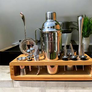 Ensemble de barware de luxe pour la préparation de cocktails, outils en acier inoxydable avec support d'organisation en bois pour bar à domicile et usage en clubs - Product Image 5