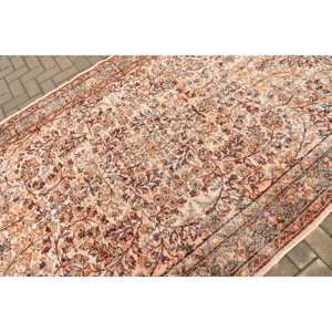 Tapis vintage 5,6 x 9,1 pieds, grand tapis turc, tapis oriental marron orangé - Product Image 5