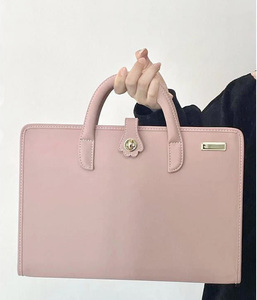 Bolso de mano para ordenador portátil de cuero PU reciclado para mujer, elegante Función de viaje de negocios antirrobo de base biológica - Product Image 1