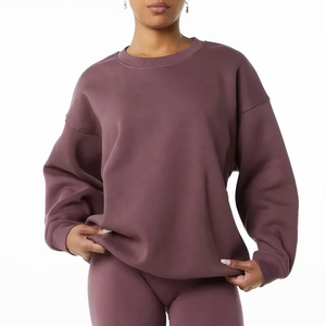 Venta caliente de algodón personalizado pulóver de lujo Streetwear de gran tamaño bordado en relieve sudaderas con capucha de las mujeres Sudadera de cuello redondo - Product Image 4