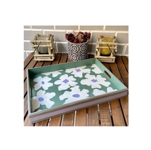 Colorido Meena Acacia madera ecológica grabado a mano indio decorativo lujo arte tradicional único hogar bandeja de servicio - Product Image 6