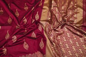 Chất Lượng Cao Nặng Jacquard Lụa Maroon Colour Sarees Với Vàng Lớn Jacquard Dệt Biên Giới Ấn Độ & Pakistan Quần Áo - Product Image 5