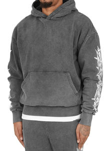 Sudaderas con capucha de lavado ácido Último precio Serigrafía Chándal de lavado ácido Alta calidad Tallas grandes Hombres Serigrafía Chándales - Product Image 3