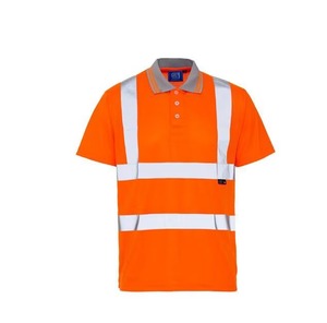 เสื้อโปโลสะท้อนแสงสำหรับผู้ชายชุดทำงานแขนสั้นผ้าฝ้ายระบายอากาศได้ - Product Image 5