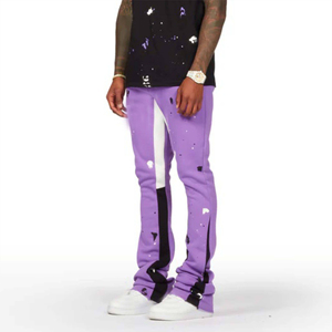 Conjunto de Camiseta y Jeans Personalizados para Hombre, Ropa Casual de Calle, Camiseta de Manga Corta con Estampado de Salpicaduras y Pantalones Vaqueros Morados Ajustados - Product Image 4