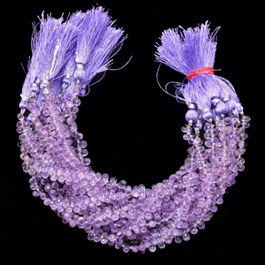 Améthyste rose naturelle 6x4mm perles à facettes en forme de larme briolette | 8 "brin | Perles de gouttes en vrac de pierres précieuses semi-précieuses d'améthyste - Product Image 1