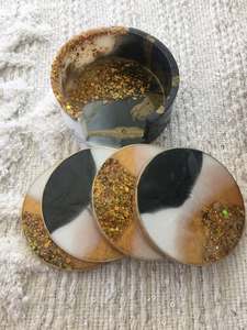 Posavasos de resina Art Deco de lujo, juego hecho a mano, accesorios decorativos de mesa para café, té, fiestas, boda, Diwali - Product Image 2