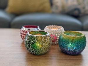 Bougeoir en verre mosaïque bricolage fait à la main bougeoir chauffe-plat décor à la maison fête de noël mariage GHGH - Product Image 2