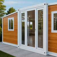 Maison conteneur extensible de 40 pieds à grain de bois, préfabriquée, petite maison modulaire, villa de vacances