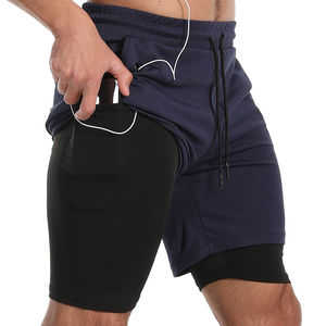 Short de basket-ball de haute qualité pour hommes Design personnalisé Double couche Séchage rapide Respirant Motif solide écologique - Product Image 5