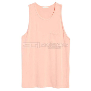 Singlet de sport rose clair pour homme, coton extensible, spandex, débardeur de sport confortable, sans manches, veste de fitness - Product Image 1