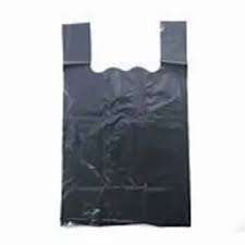 Color negro Heavy Duty HDPE Plastic T-Shirt Bolsas de embalaje Diseño de escudete lateral para supermercado y uso de basura - Product Image 2