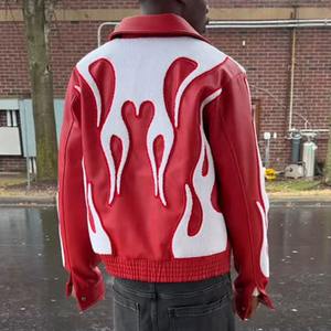 Verano personalizado impreso logotipo desgastado bordado chaquetas manga corta cremallera Faux Pu chaqueta de cuero hombres - Product Image 6