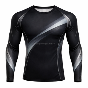 Chemises de protection anti-UV à manches longues, haut de compression réversible, impression double face, séchage rapide, respirant, spandex/nylon pour BJJ MMA - Product Image 2