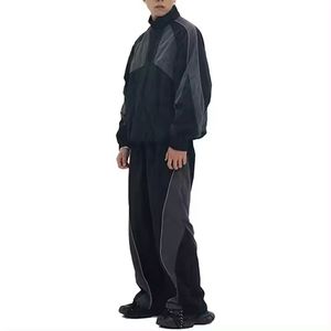 Chándal holgado de poliéster 100% de alta calidad para hombre, chaqueta con cremallera, pantalones holgados, traje cortavientos de nailon - Product Image 5