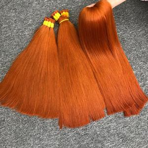 Extensiones de cabello Remy vietnamita recto naranja claro de alta calidad a granel de colores brillantes sedoso sin proveedor de caída al por mayor - Product Image 5