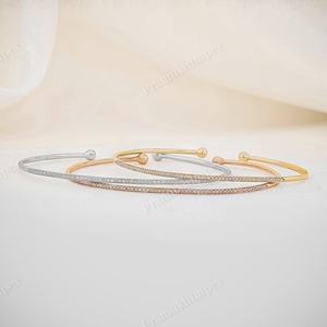 IGI Certified Cut Lab Grown 0.16 CTW Brilliant Cut VS Clarity 10K White <b>Gold</b> Open Cuff Adjustable <b>Bangle</b> Bracelet Women 2025 - Product Image 6