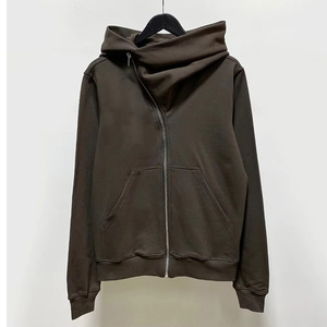 Haute qualité rétro Streetwear à capuche assistant chapeau style diagonale Zip sweat hommes femmes 100% coton tissé uni teint automne - Product Image 6