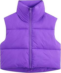 Gilet bouffant zippé léger pour femme avec doublure en polaire épaisse col montant respirant style bouton pour vêtements d'extérieur - Product Image 1