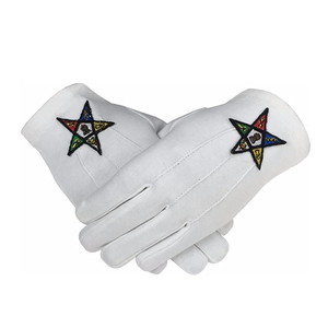 Guantes masónicos de tela de algodón, manoplas blancas con logotipo bordado, precio competitivo, bajo nivel de protección, 2022 - Product Image 1