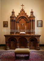 Autel en bois de teck inspiré des grandes cathédrales, mobilier d'intérieur haut de gamme américain, taille et couleur personnalisables, armoire de prière d'église durable, Royaume-Uni