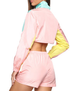 Conjunto de pantalones cortos cortavientos personalizados para mujer, Chaqueta corta de verano y pantalones cortos, traje 100%, conjuntos de pantalones cortos impermeables de nailon para mujer 2026 - Product Image 4