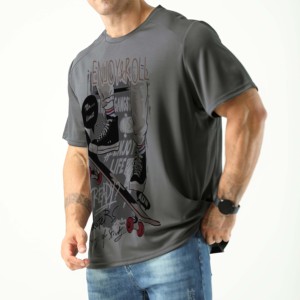เสื้อยืดสำหรับผู้ชายเสื้อยืดวิ่งระบายอากาศได้ดีเสื้อออกกำลังกายฟิตเนสเสื้อกีฬาคอกลมผ้าตาข่ายด้านหลังโลโก้ออกแบบได้ตามต้องการ - Product Image 1