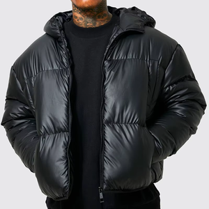 Chaqueta de Plumón de Alta Calidad OEM, Abrigo Acolchado con Logotipo Personalizado, Chaqueta de Invierno Cálida Negra con Capucha para Hombre 2026 - Product Image 5