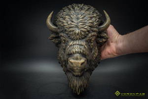 Escultura de Pared de Cabeza de Lobo de Bronce Hecha a Mano, Decoración Animal Tradicional para Sala de Estar, Arte Moderno, Decoración de Pared con Diseño de Toro - Product Image 3