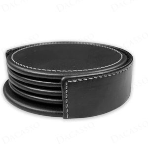 ที่รองแก้วสำหรับโต๊ะทำงานที่บ้าน ที่รองแก้วชา ใช้ส่วนตัว ดีไซน์ใหม่ รูปทรงกลมและสี่เหลี่ยม ทำจากหนังแท้ ดีไซน์สวยที่สุด - Product Image 6