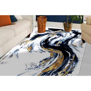 Tapis en marbre blanc et noir : Tapis d'appoint moderne et scintillant, tapis doux non tissé - Product Image 2