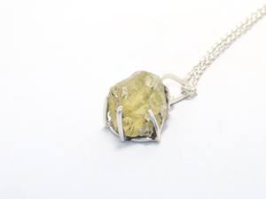 Colgante de piedras preciosas de cuarzo Limón, joyería al por mayor, Plata de Ley 925, nuevo collar moderno de piedra cruda para mujer, collar de regalo - Product Image 4