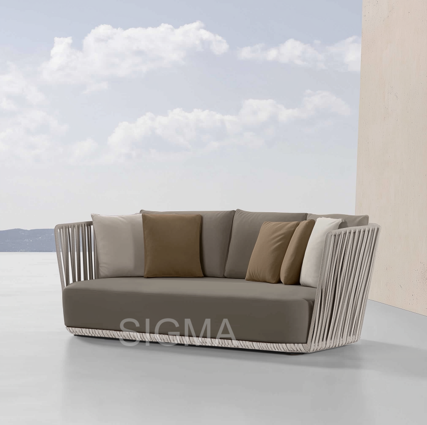 Aluminum Rope Mixed Material Outdoor Furniture Set Garden Sofa Set Teak Wood Lounge Chair Luxury Dining Table Sofa Modular