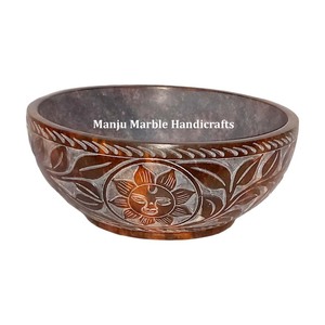 Wholesaler Of Crystal Hand Crafted Product Soapstone Carving Bowl With Round Shape Use For Home And Hotel Promotional Gift Tools - Product Image 4