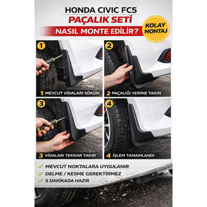 Juego de 4 Protectores de Ruedas para Honda Civic FC5 2016-2021, Guardabarros, Cubierta Antipolvo Compatible - Product Image 3