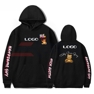 Sudaderas con capucha recortadas de gran tamaño de peso pesado de diseño personalizado sin cuerdas Boxy Drop Shoulder con estampado de hojaldre patrón sólido invierno - Product Image 4