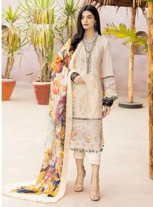 Imprimé original en pur coton avec une lourde auto-broderie avec fond de pelouse avec Tappy Silk Cotton Dupatta collection pakistanaise - Product Image 3