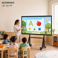 OEM ODM 55-110 Inci 4K UHD Layar Sentuh Multi-sentuh Cahaya Biru Rendah Papan Tulis Interaktif Nirkabel untuk Rapat Perusahaan