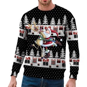 Sudadera navideña con cuello redondo, divertida, 3D, unisex, suéter navideño con cuello redondo para hombre y mujer, suéter navideño con diseño de Papá Noel y renos, regalo navideño - Product Image 1
