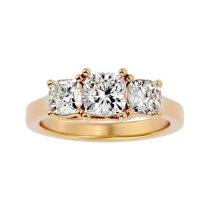 แหวนหมั้นเพชรโมอิสซาไนต์ทรงคุชชั่นสามเม็ด ตัวเรือนเงินแท้ 925 สำหรับเป็นแหวนครบรอบหรือแหวนแทนใจสำหรับสาวๆ - Product Image 3