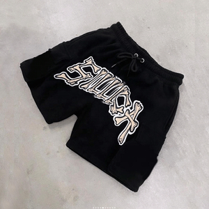 Short de survêtement en coton vintage pour hommes, logo brodé personnalisé, sérigraphie 3D polaire, pierre lavée au soleil - Product Image 6