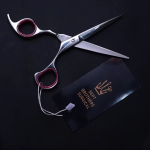 Professional Hair Cutting Scissors Stainless Steel Barber <b>Shears</b> with Red Finger Rings - Product Image 1