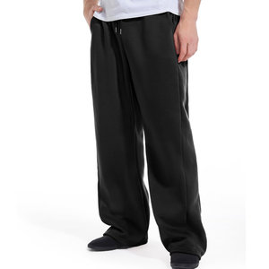 Pantalon en molleton pour homme en tissu 100% coton, lavé, respirant, couleur unie, séchage rapide, taille à cordon, ample, pantalon de survêtement pour homme - Product Image 6